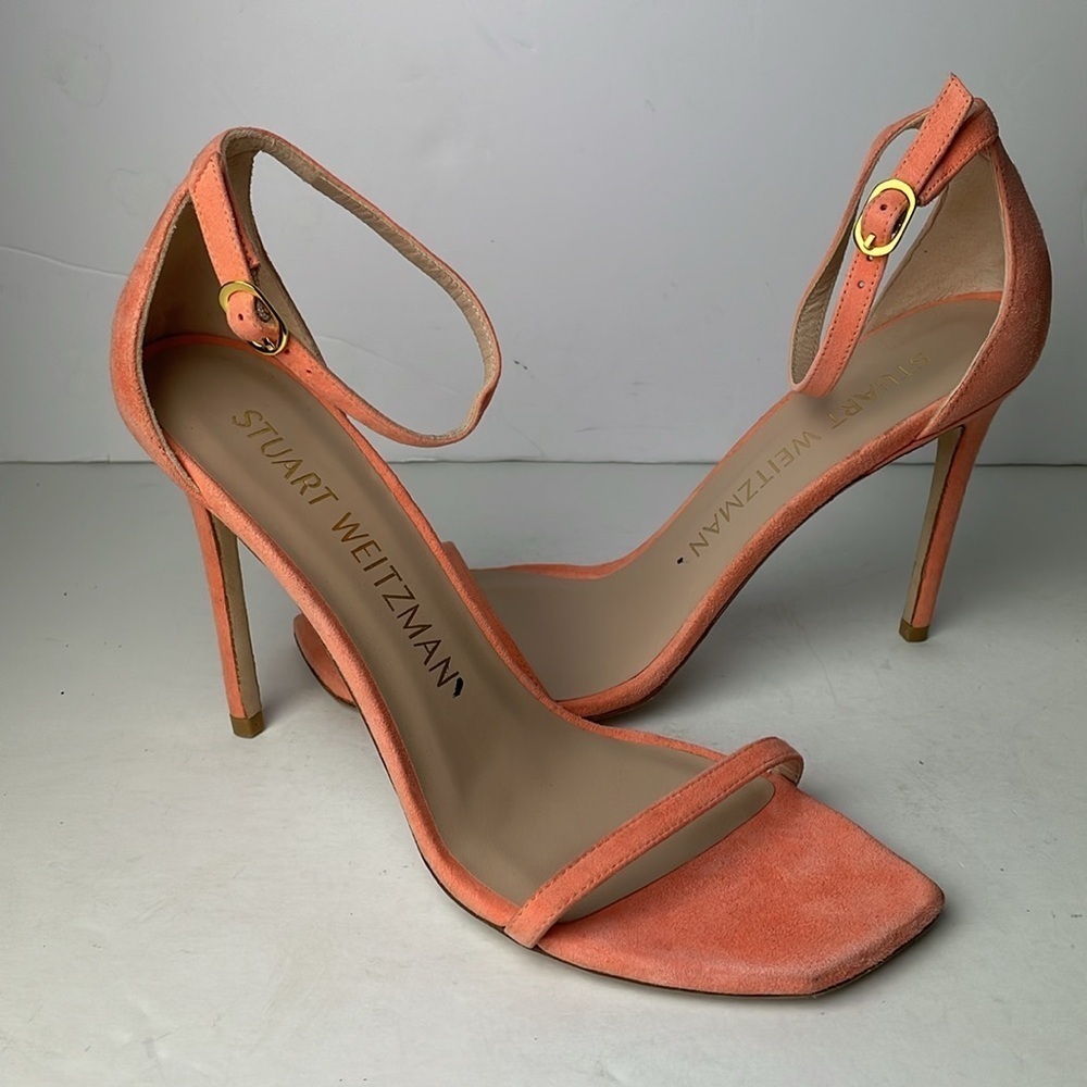 Stuart Weitzman Nudist Coral Stiletto Heels